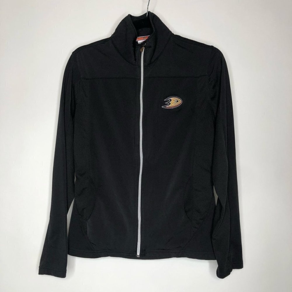 Nhl Anaheim Ducks Black Logo Zip-up Lightweight Active Athleisure Track Jacket